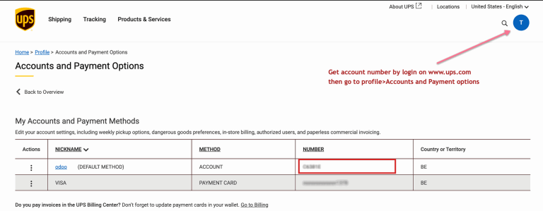 Show Account Number field for the shipping account.