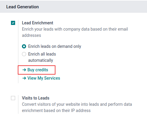 Lead boyitish sozlamalaridan kredit sotib olish.
