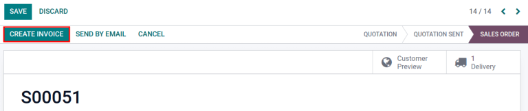 Show Create Invoice button.