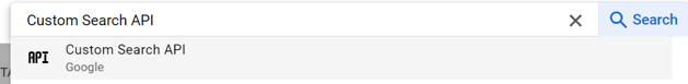 Search bar containing Custom Search API on Google Cloud Platform.