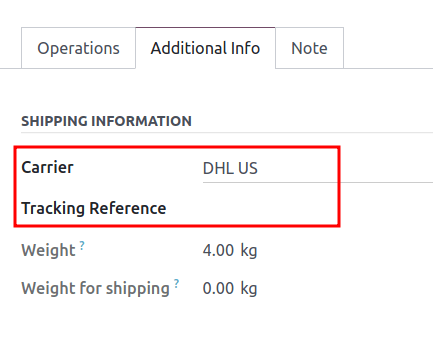 Show the delivery orders Additional info tab.