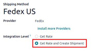 Set the Get Rate and Create Shipment option.
