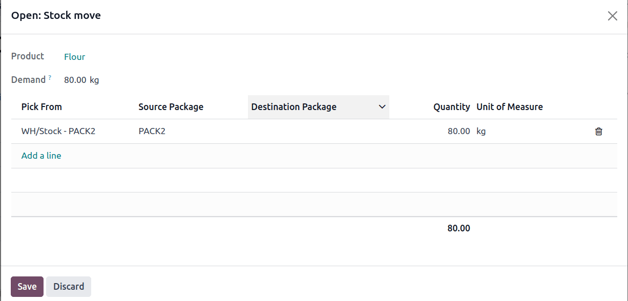 Show which package was picked in the Pick From field.