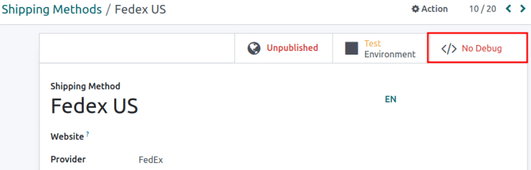 Show the No Debug smart button.