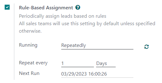 CRM sozlamalaridagi Rule-Based Assignment sozlamasi.